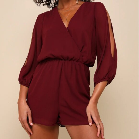 Lulus Luck and Love Three Quarter Sleeve Romper - Picture 1 of 4